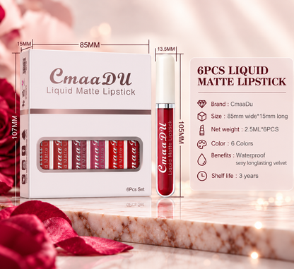 6-Piece Waterproof Matte Lipstick Set